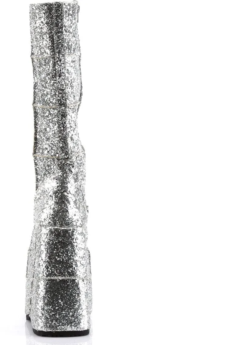 SS-STACK-301G Silver Glitter Knee Boot