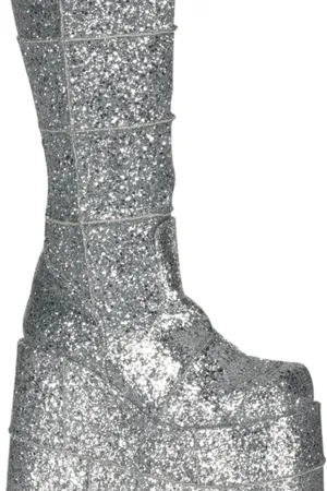 SS-STACK-301G Silver Glitter Knee Boot