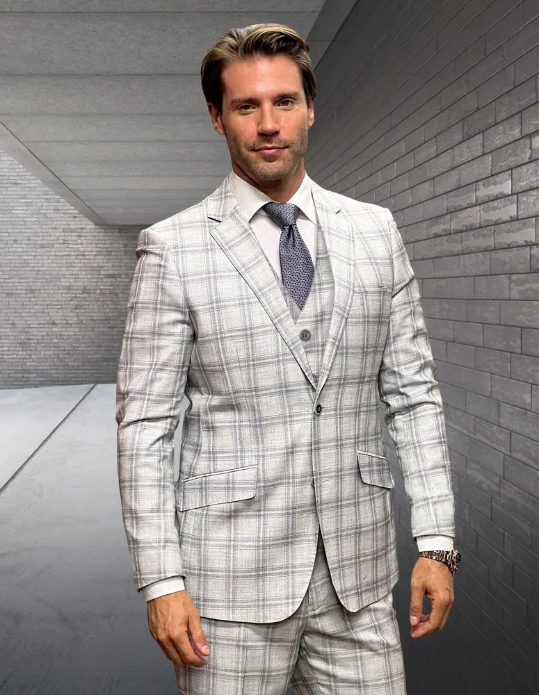 Statement Men's 3-Piece Fashion Suit – 100% Wool with Contemporary Modern Fit