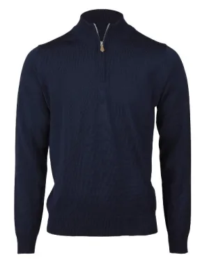 STENSTROMS | Merino Half Zip Sweater | Navy