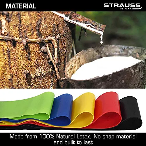 Strauss Exercise Latex Resistance Bands, (Set of 5)