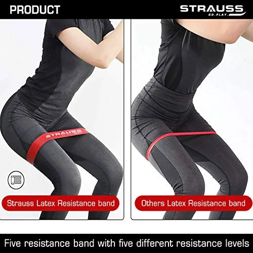 Strauss Exercise Latex Resistance Bands, (Set of 5)