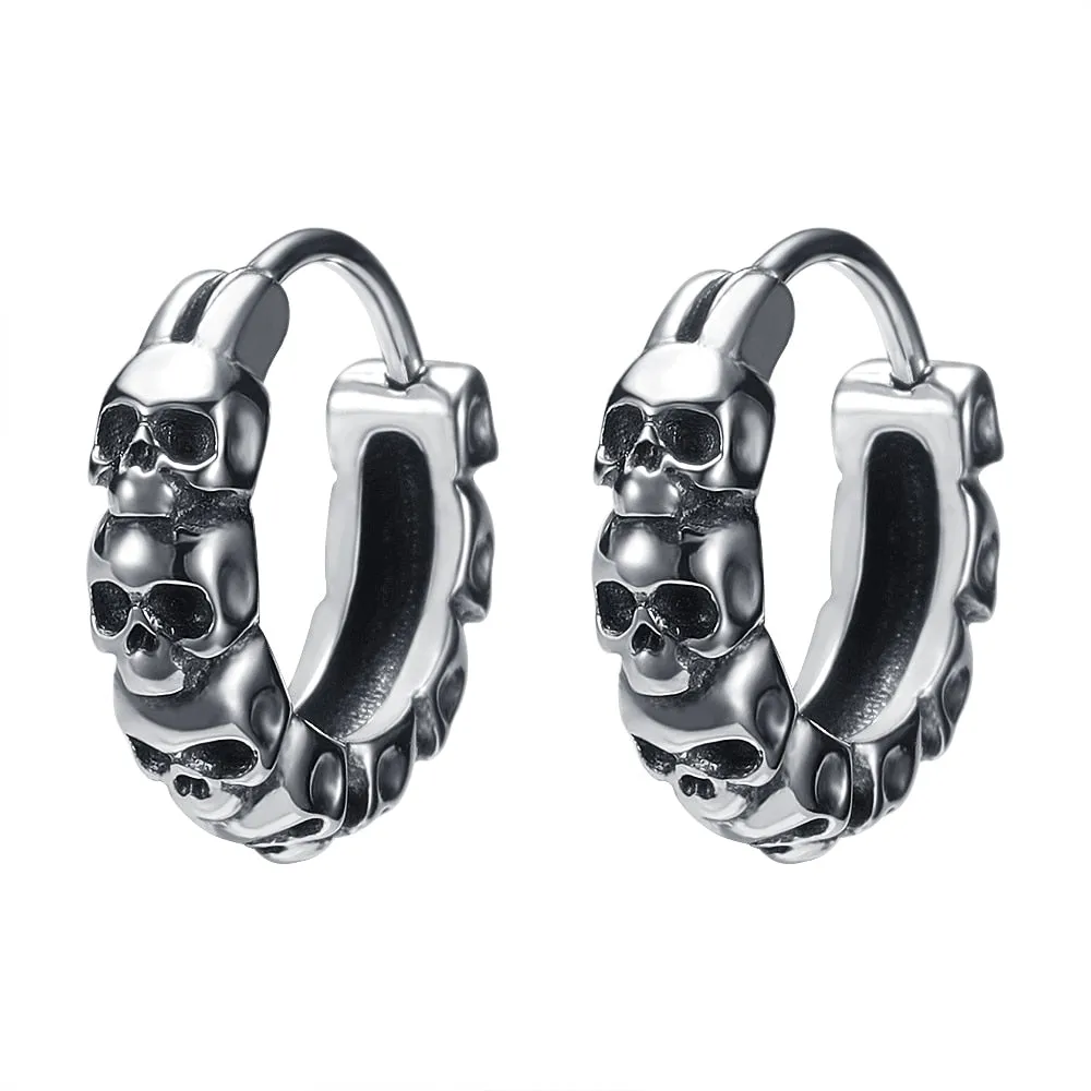 Street Punk Round Stainless Steel Earrings