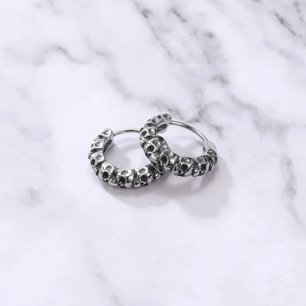 Street Punk Round Stainless Steel Earrings