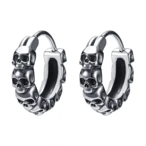 Street Punk Round Stainless Steel Earrings