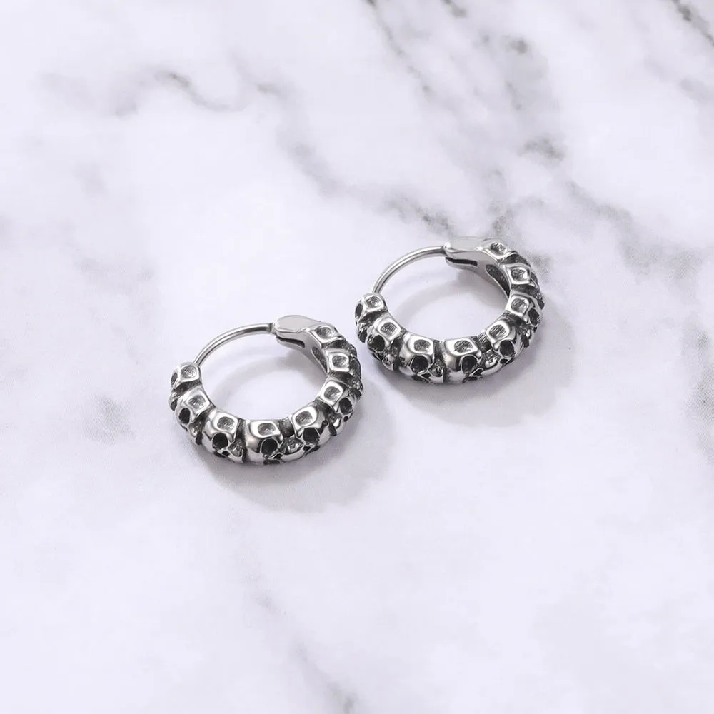 Street Punk Round Stainless Steel Earrings