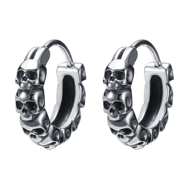 Street Punk Round Stainless Steel Earrings