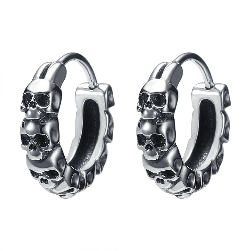 Street Punk Round Stainless Steel Earrings