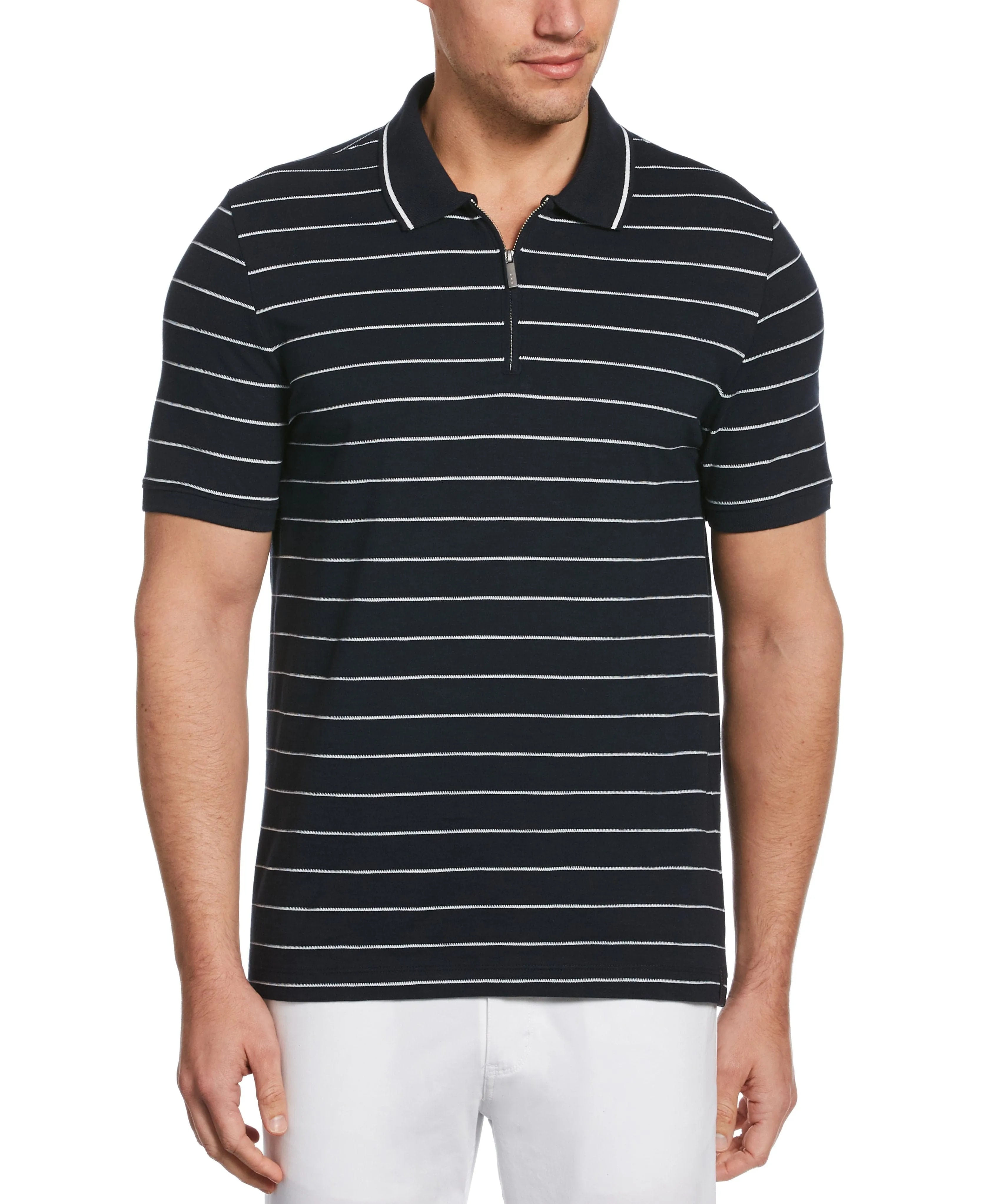 Stripe Quarter Zip Polo