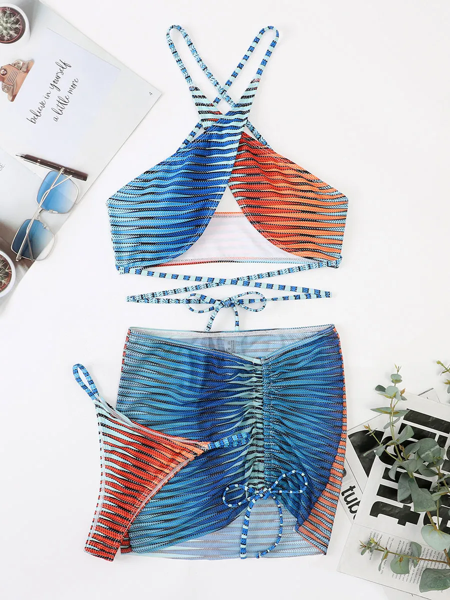 Striped Bikini Sexy Push Up Swimwear Women Bathing Suit