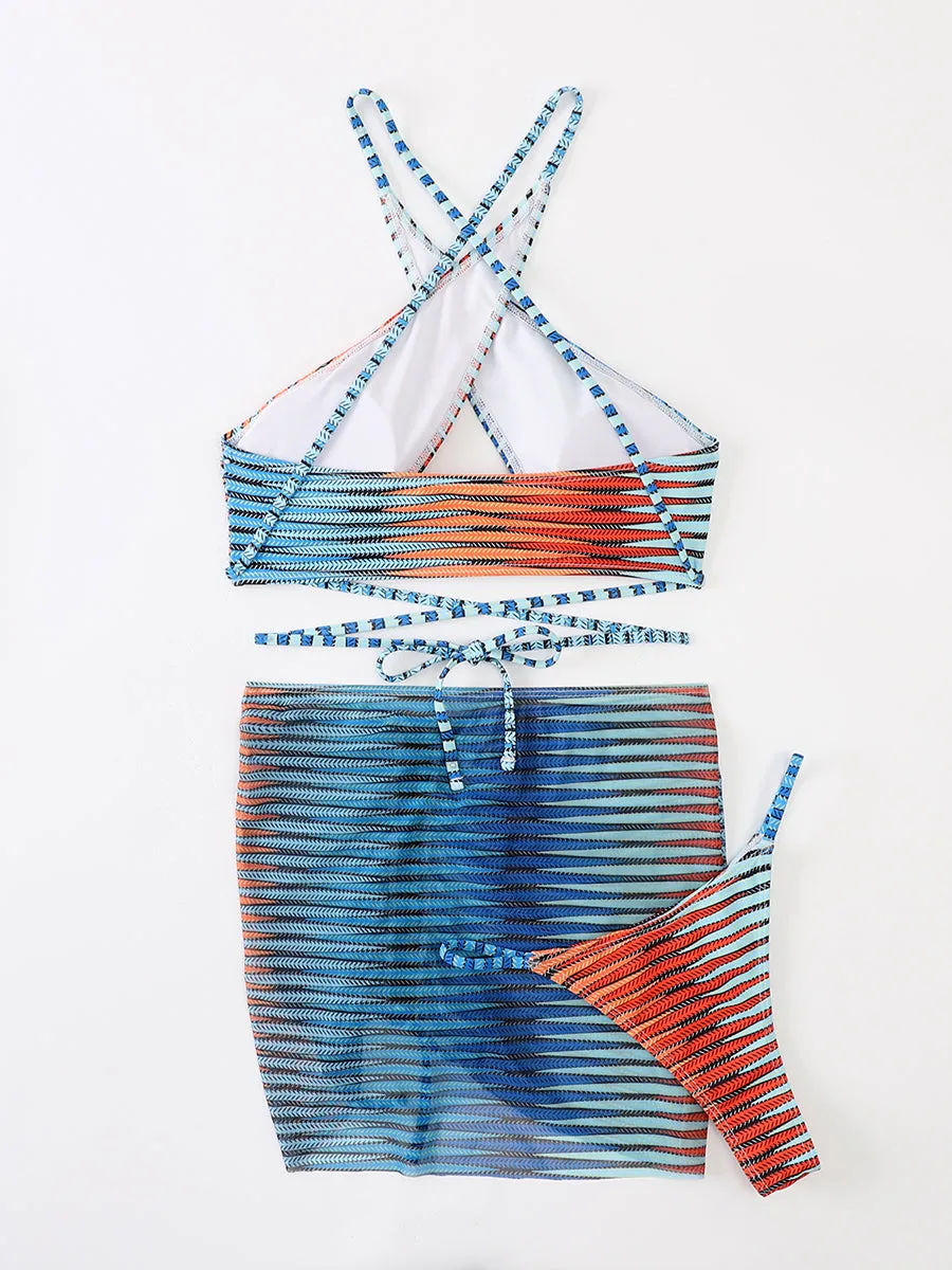 Striped Bikini Sexy Push Up Swimwear Women Bathing Suit
