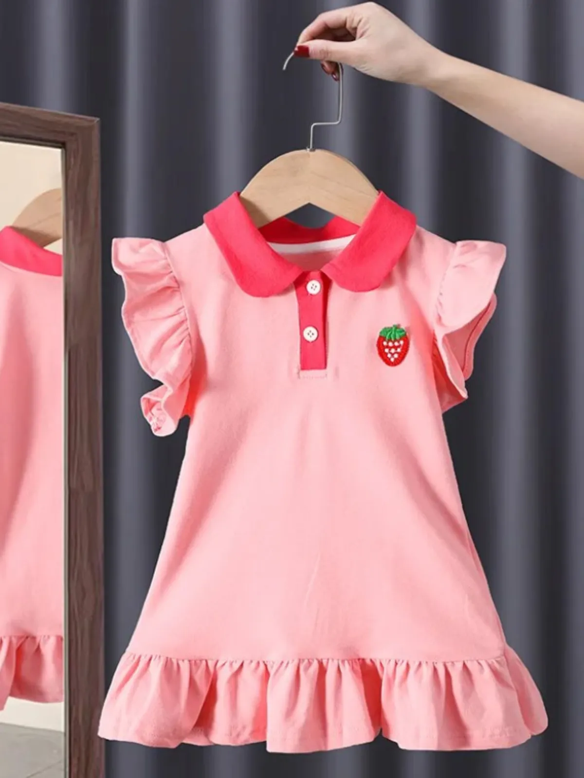 Sweet Strawberry Preppy Polo Dress