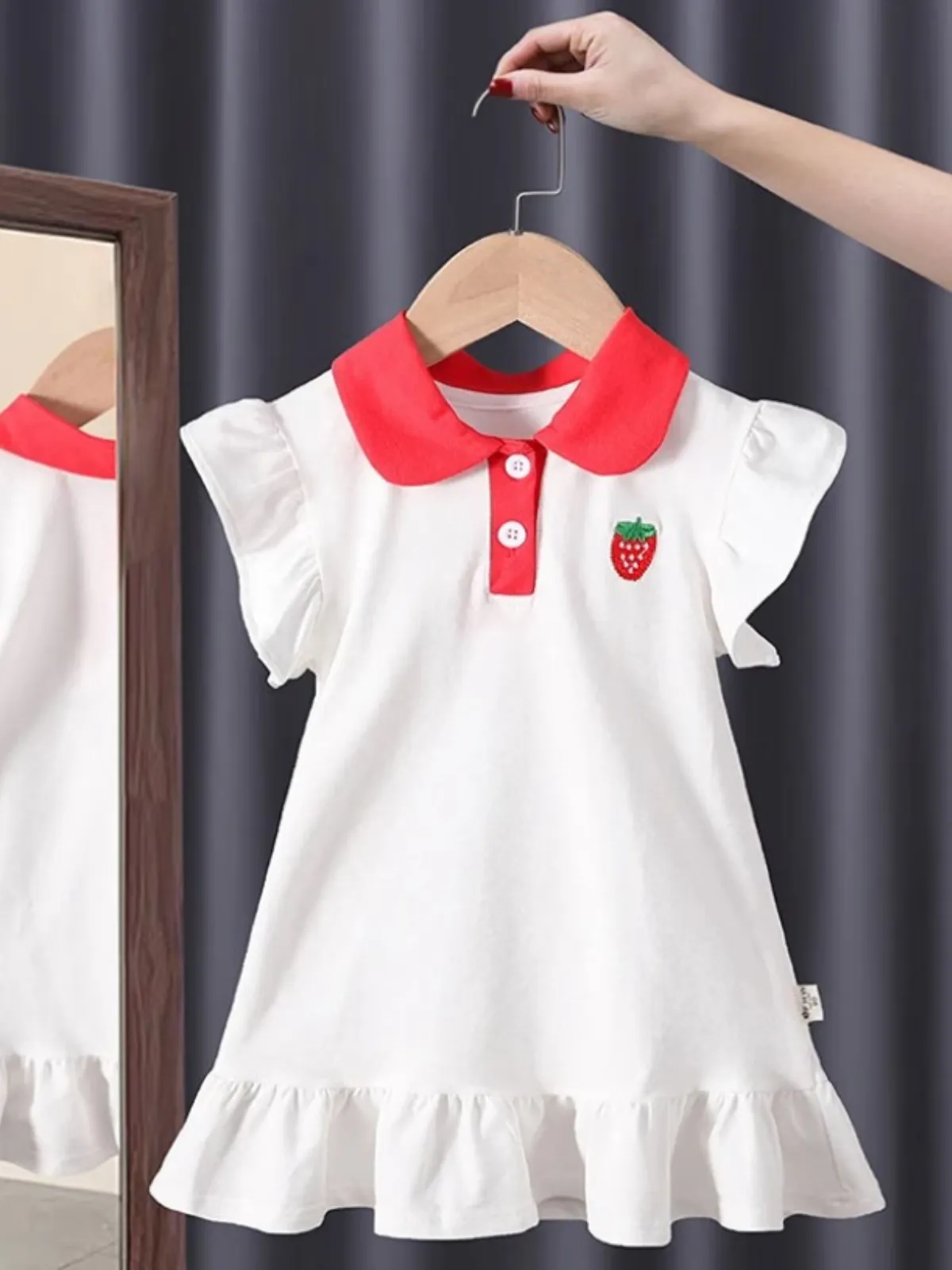 Sweet Strawberry Preppy Polo Dress