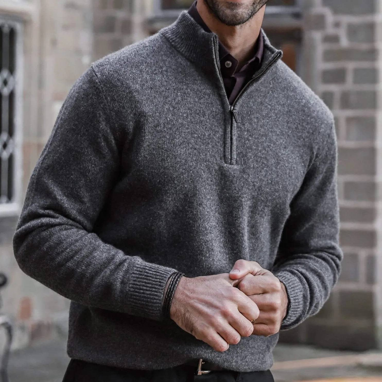 The Charcoal Heather Ashton Quarter-Zip Sweater