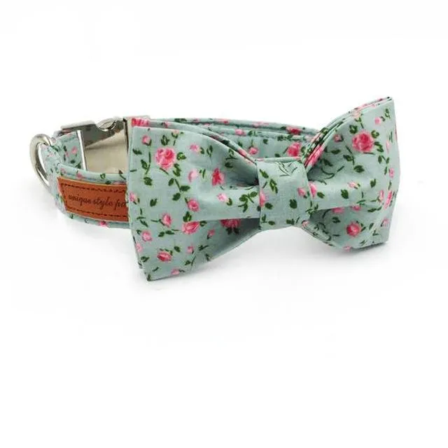 The French Bulldog Rose Collar and Bowtie Set