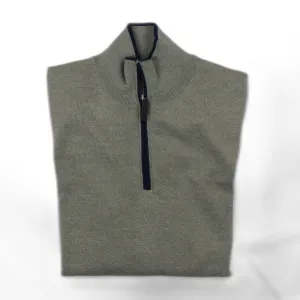 The Hagen Quarter Zip in Sage/Navy