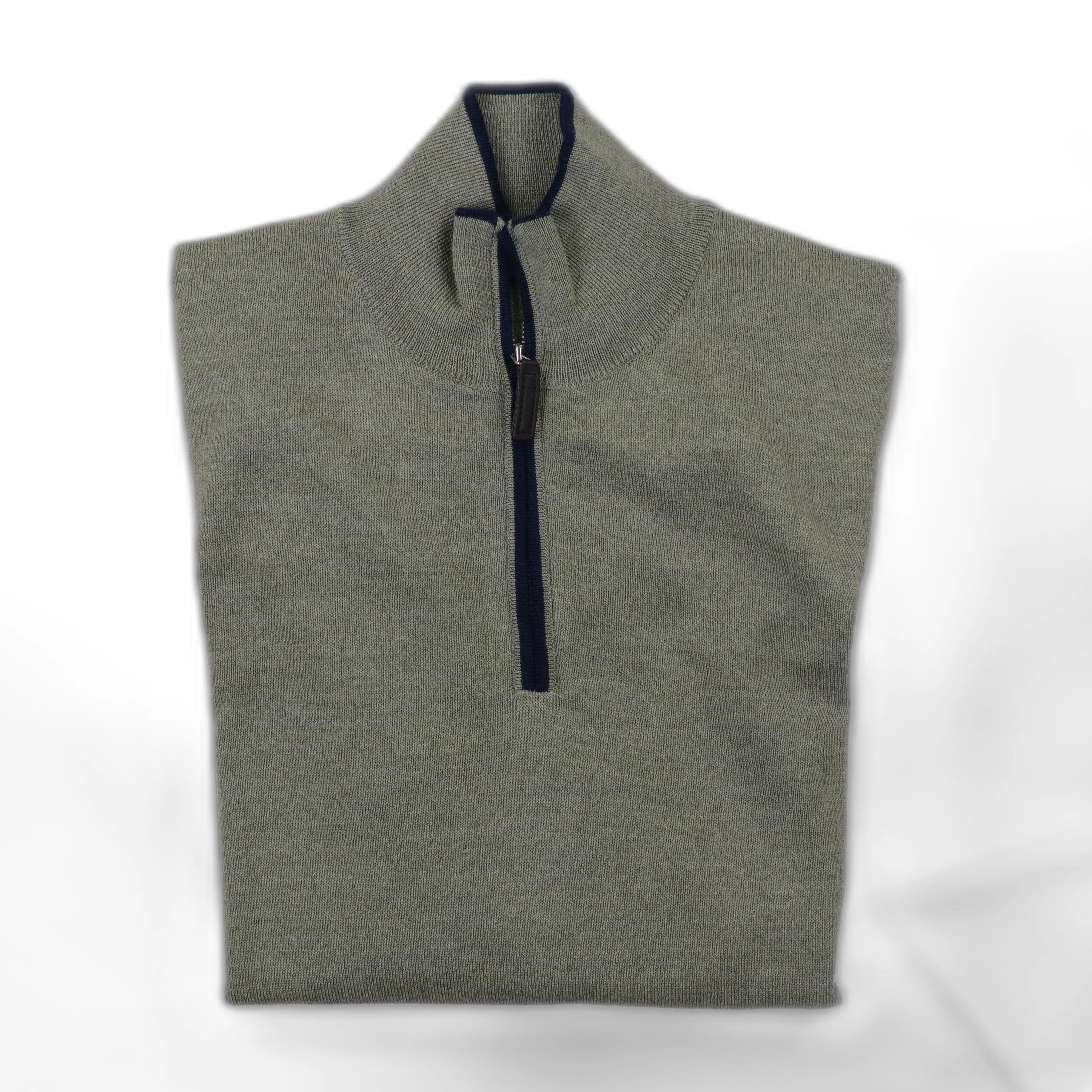 The Hagen Quarter Zip in Sage/Navy