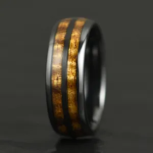 The Renegade Ring - Tungsten Koa Wood Black Inlay Men's Wedding Band 8MM