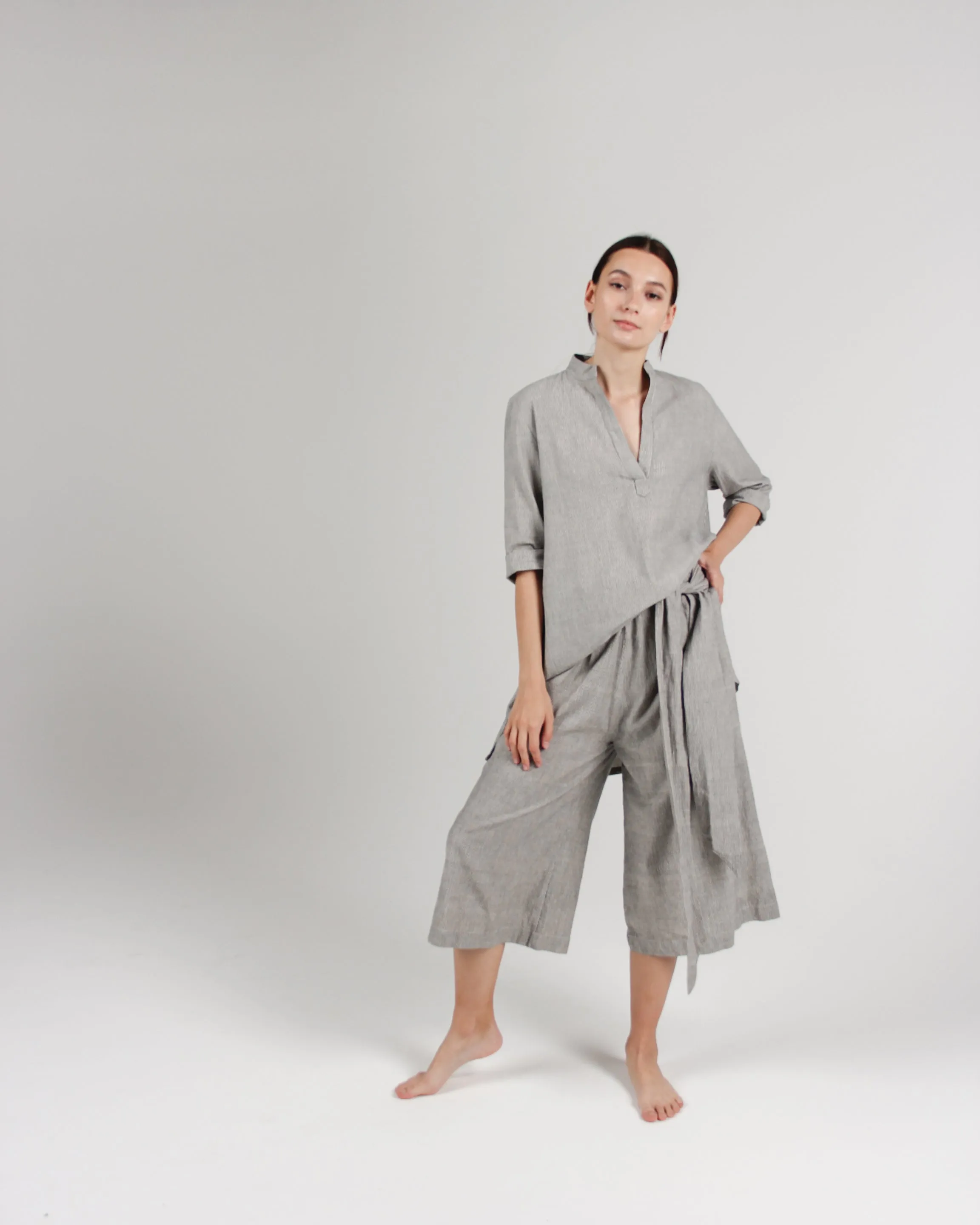 The Tie-Waist Culotte in Stripe