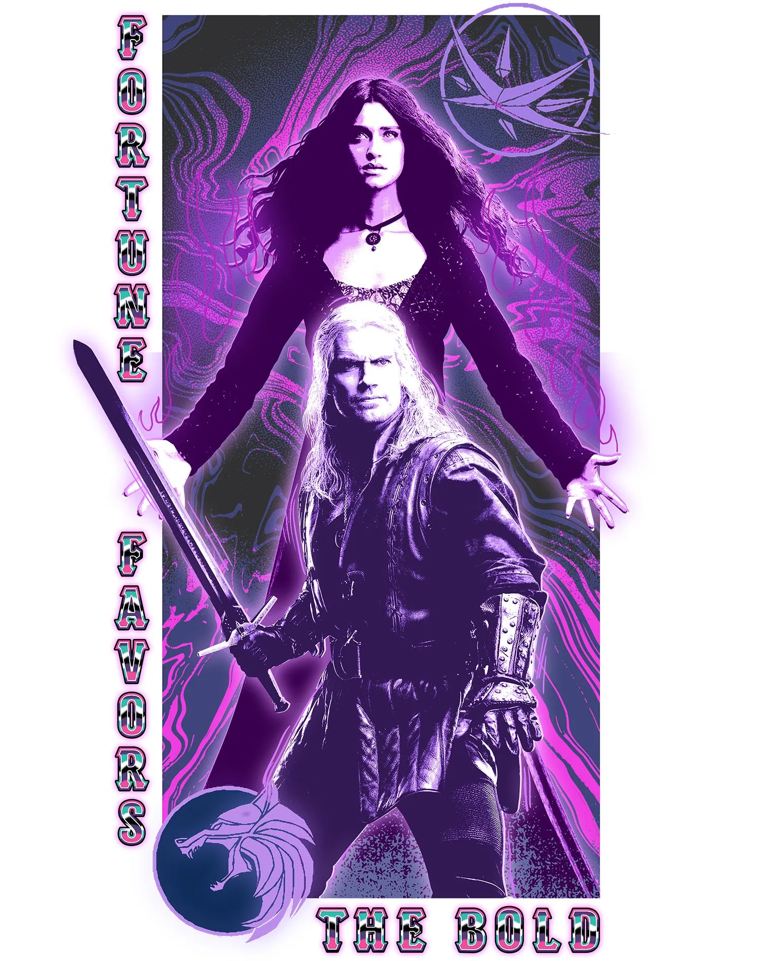 The Witcher Geralt Yennefer Portrait Bold Official Men's T-Shirt