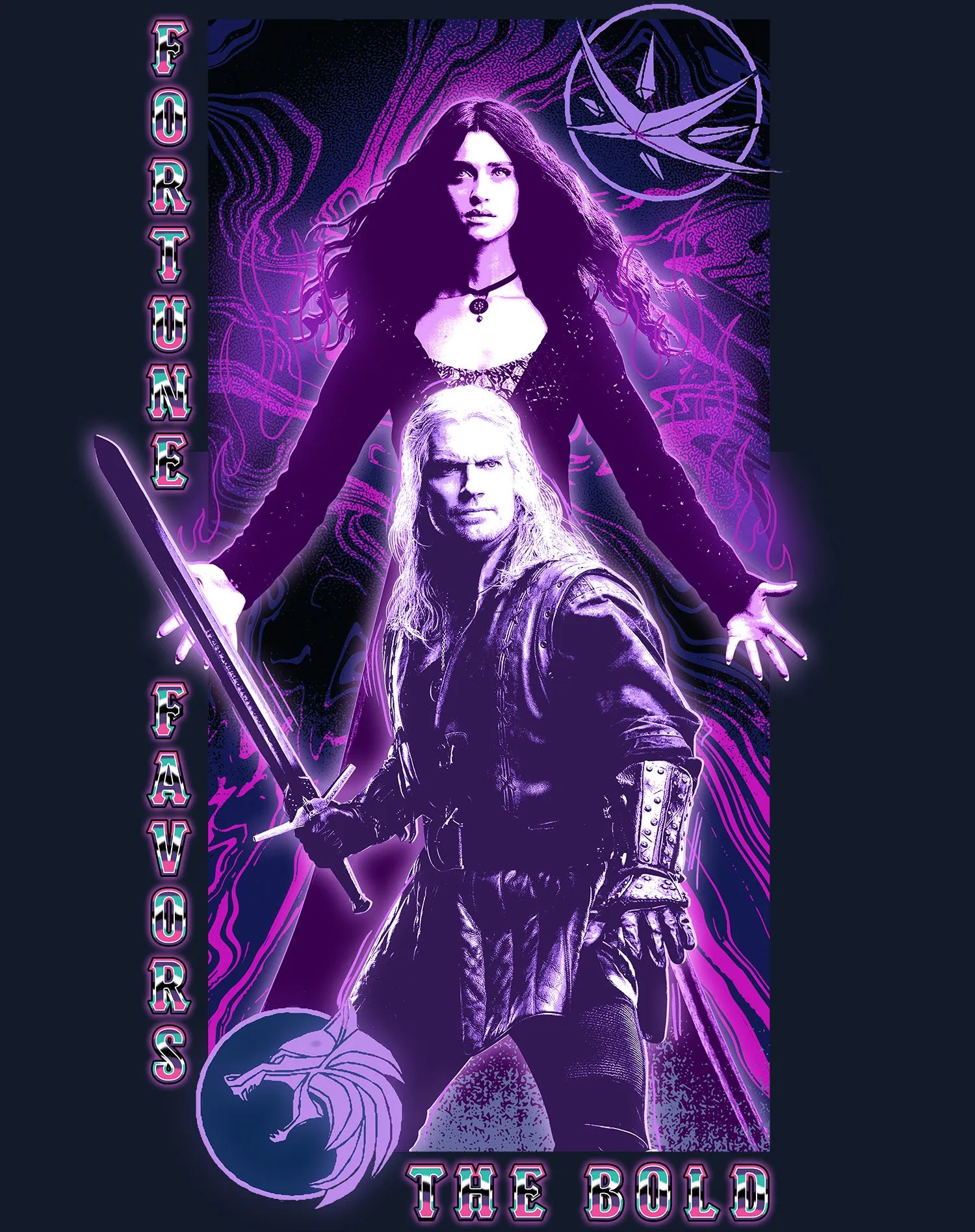 The Witcher Geralt Yennefer Portrait Bold Official Men's T-Shirt