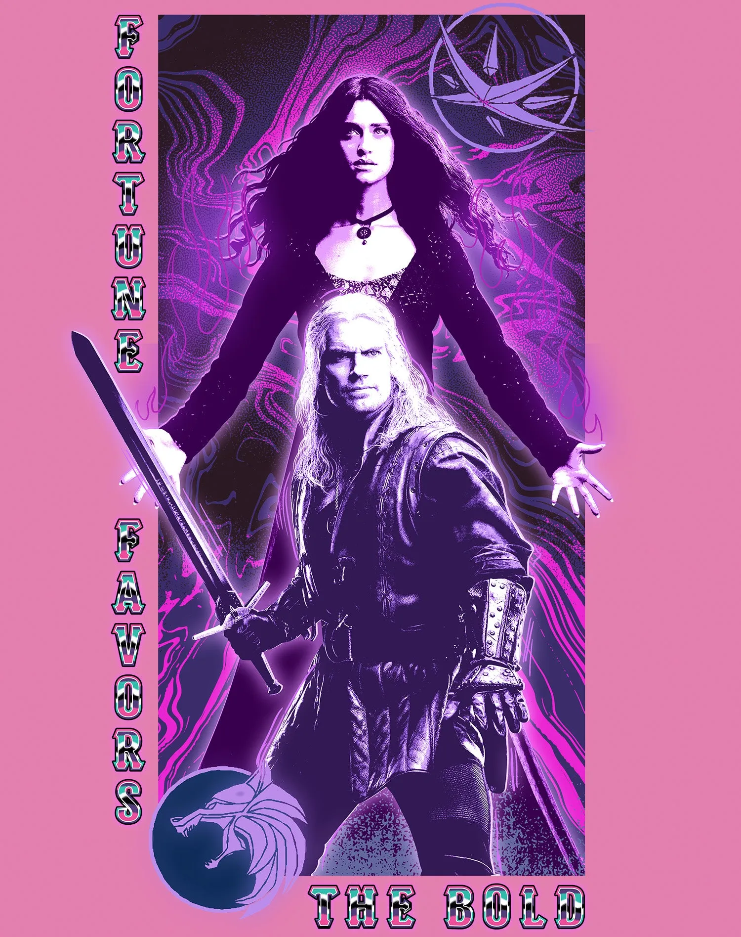 The Witcher Geralt Yennefer Portrait Bold Official Men's T-Shirt