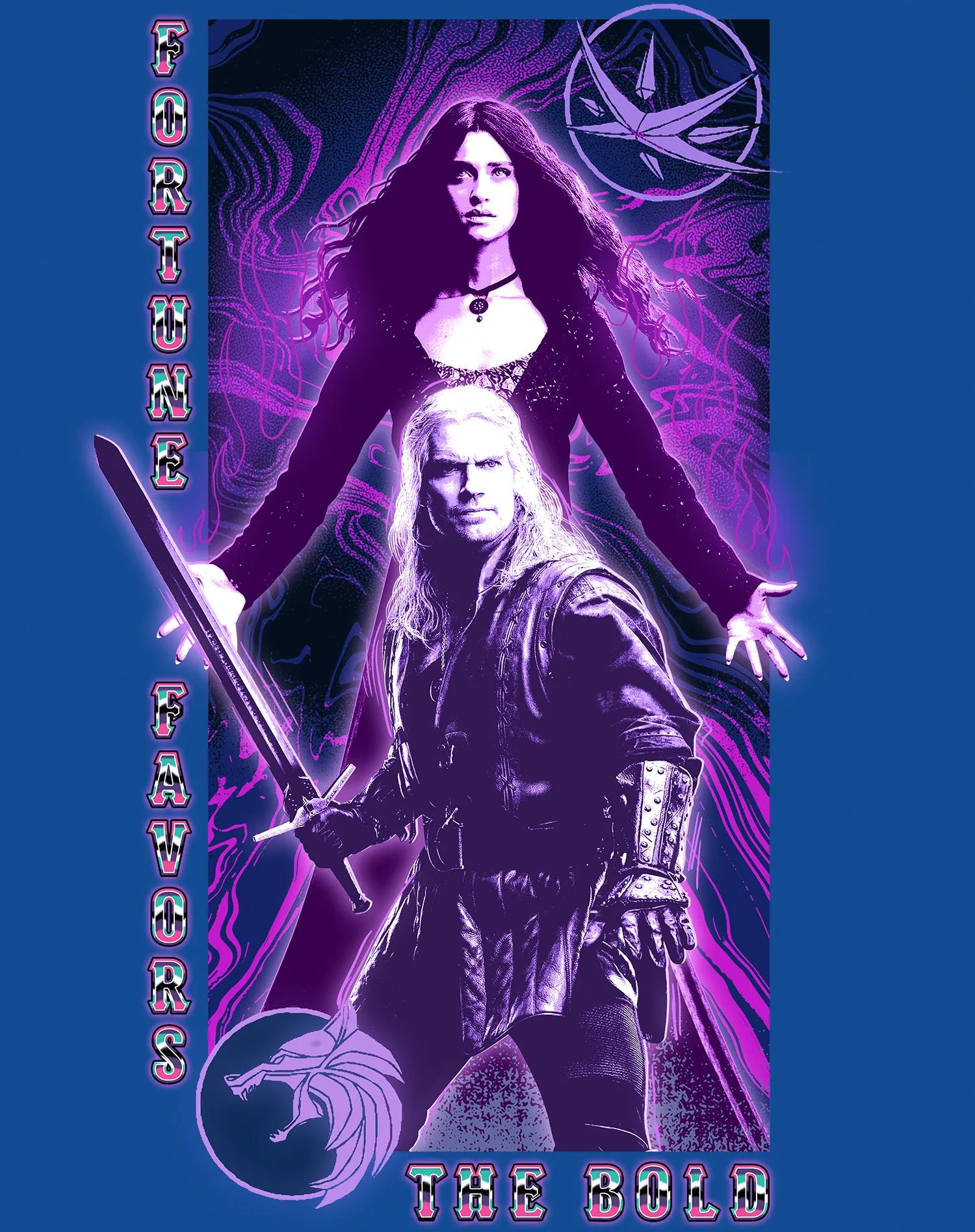 The Witcher Geralt Yennefer Portrait Bold Official Men's T-Shirt