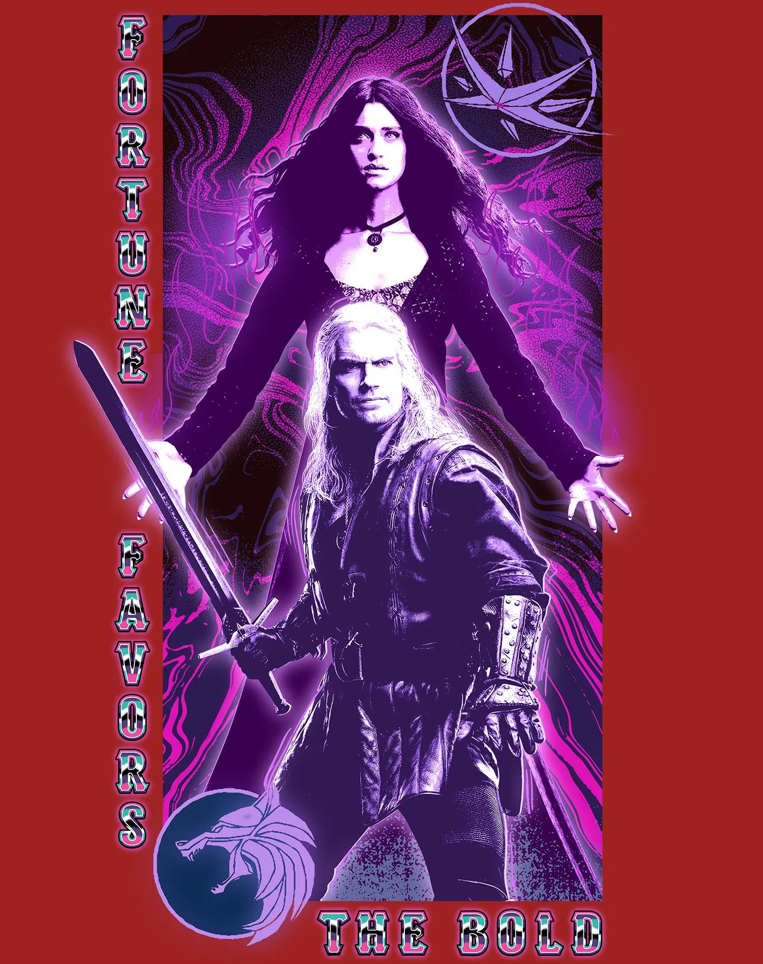 The Witcher Geralt Yennefer Portrait Bold Official Men's T-Shirt