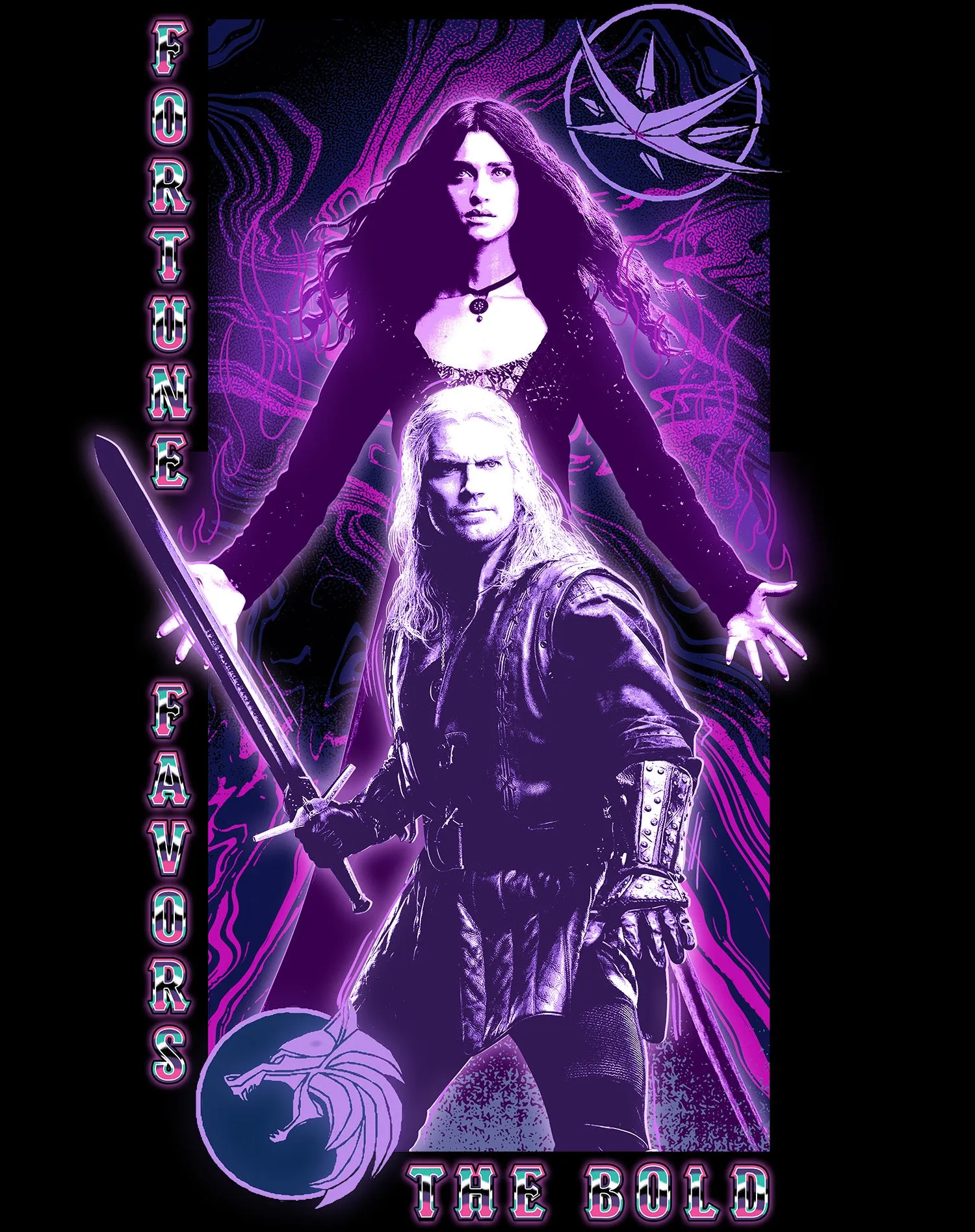 The Witcher Geralt Yennefer Portrait Bold Official Men's T-Shirt