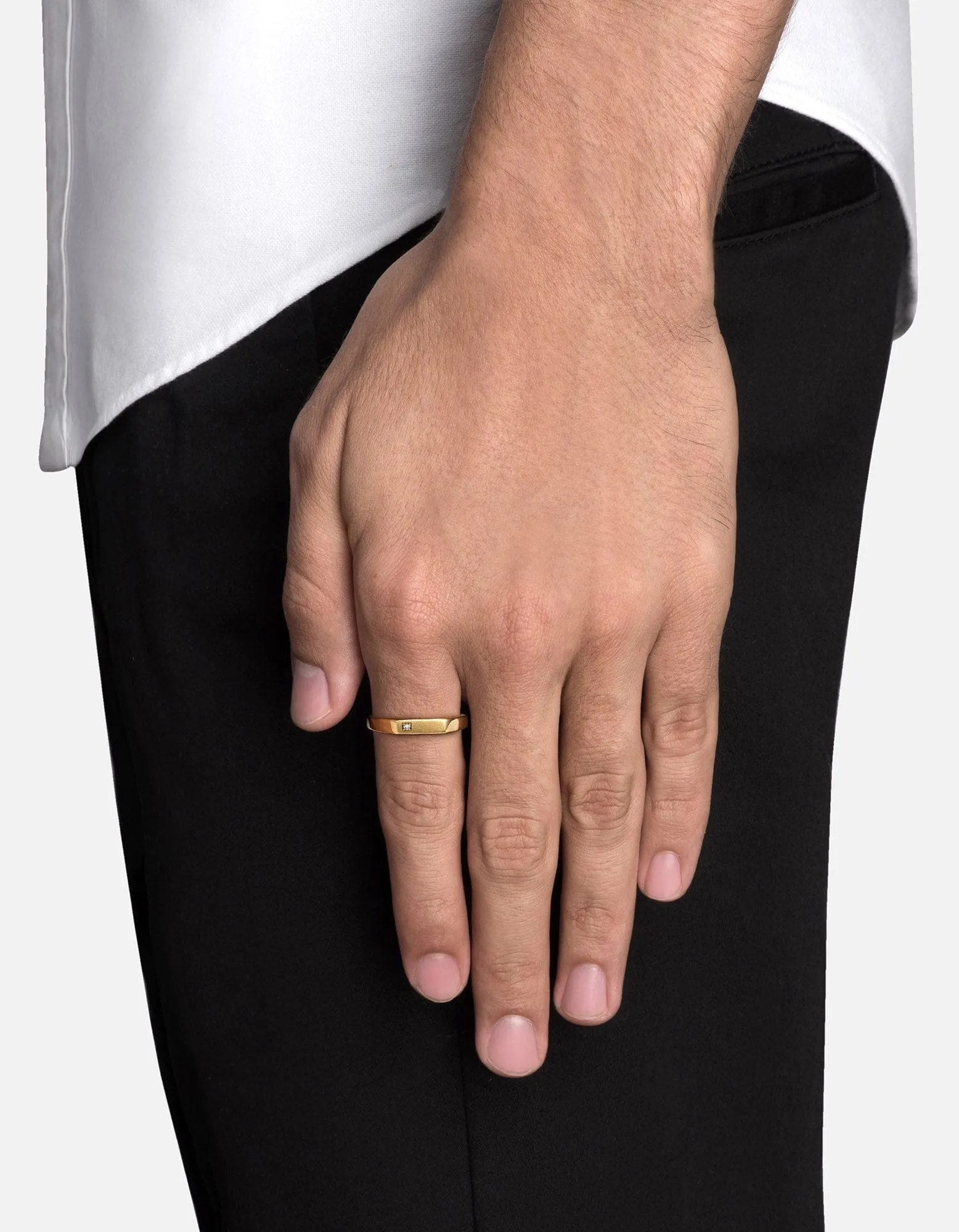 Thin Geo Diamond Ring, Gold