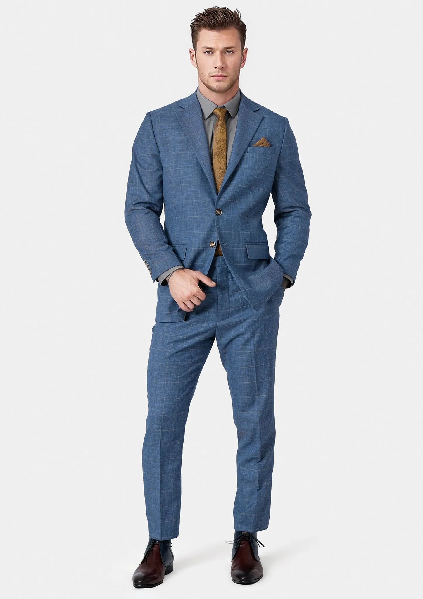 Thompson Sky Blue Windowpane Suit