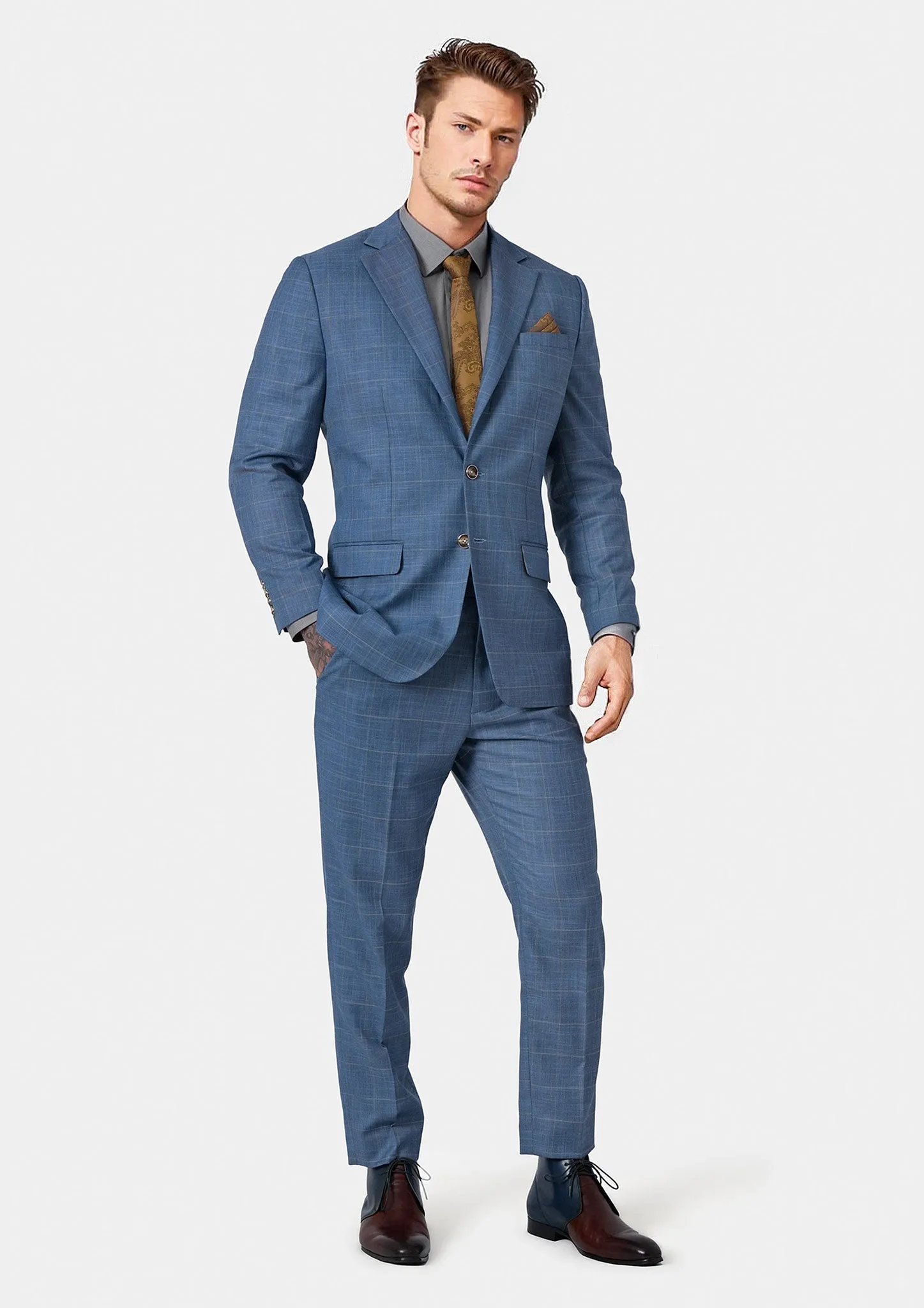 Thompson Sky Blue Windowpane Suit