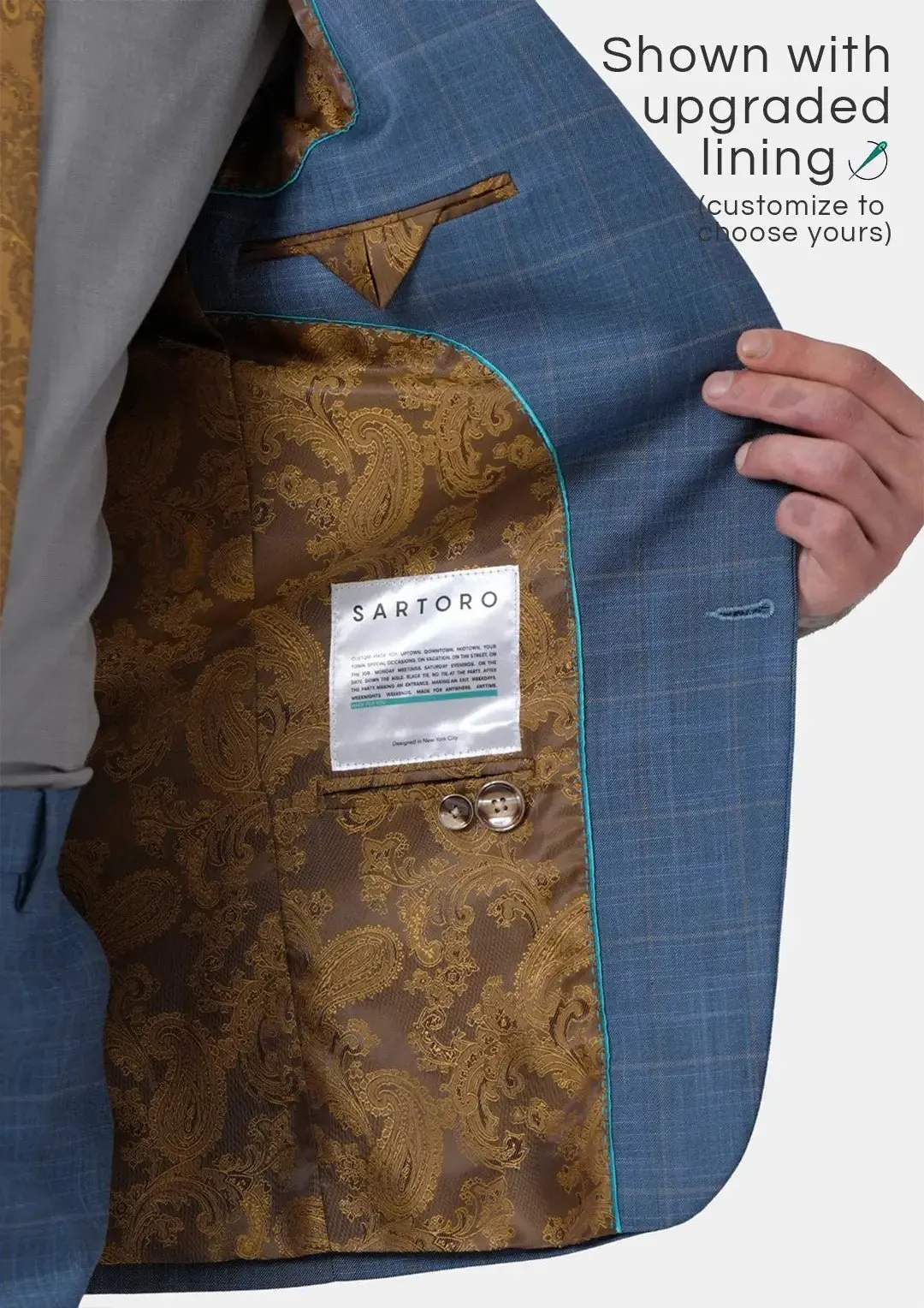 Thompson Sky Blue Windowpane Suit