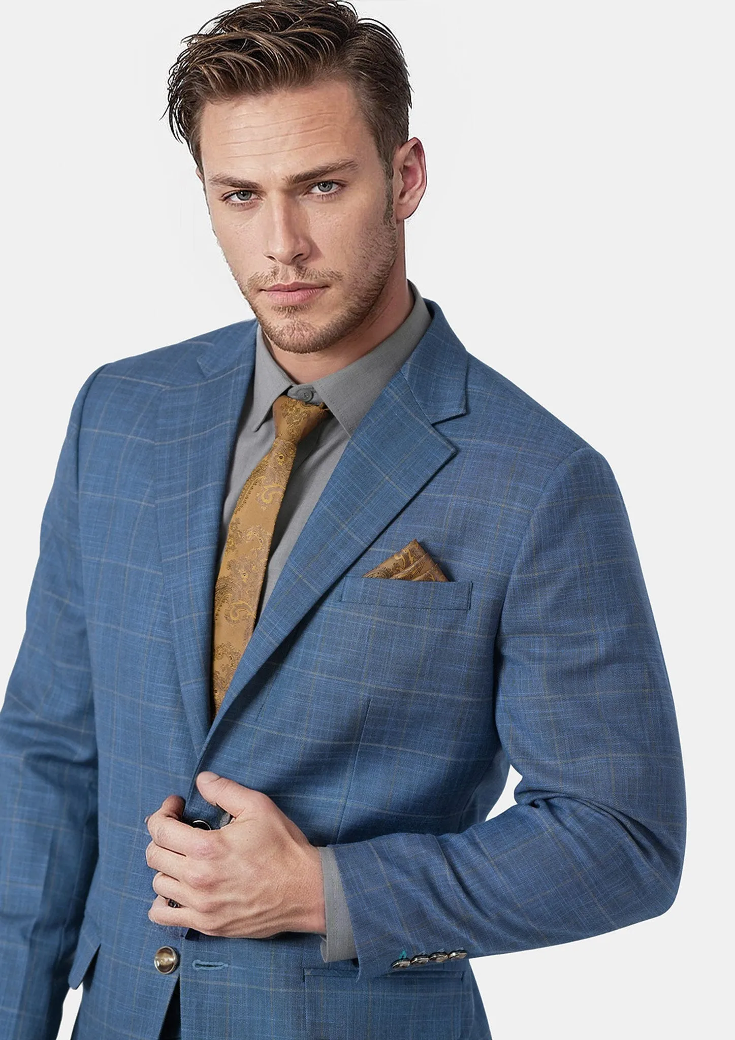Thompson Sky Blue Windowpane Suit