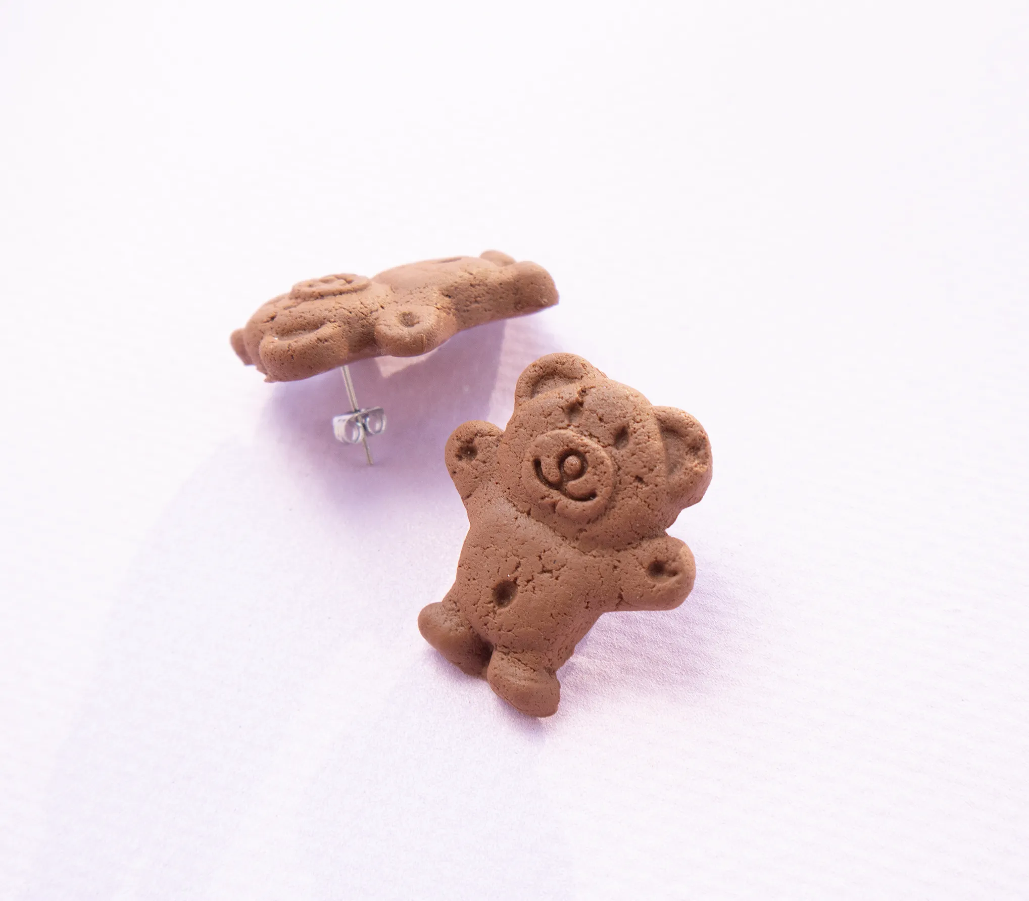 Tiny Teddy Earrings  – Realistic Handmade Aussie Biscuit Accessories | Polymer Clay Jewelry