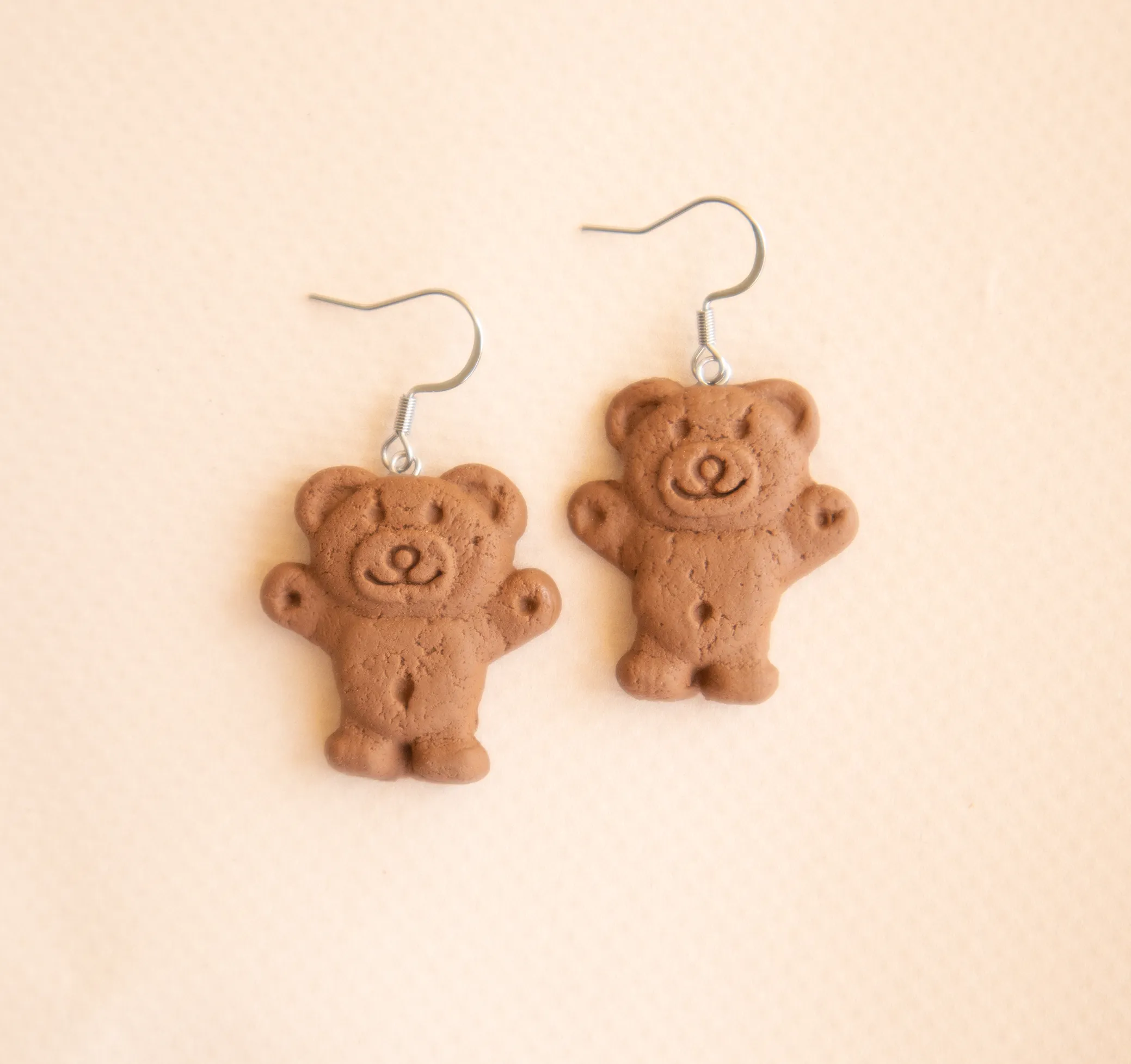 Tiny Teddy Earrings  – Realistic Handmade Aussie Biscuit Accessories | Polymer Clay Jewelry