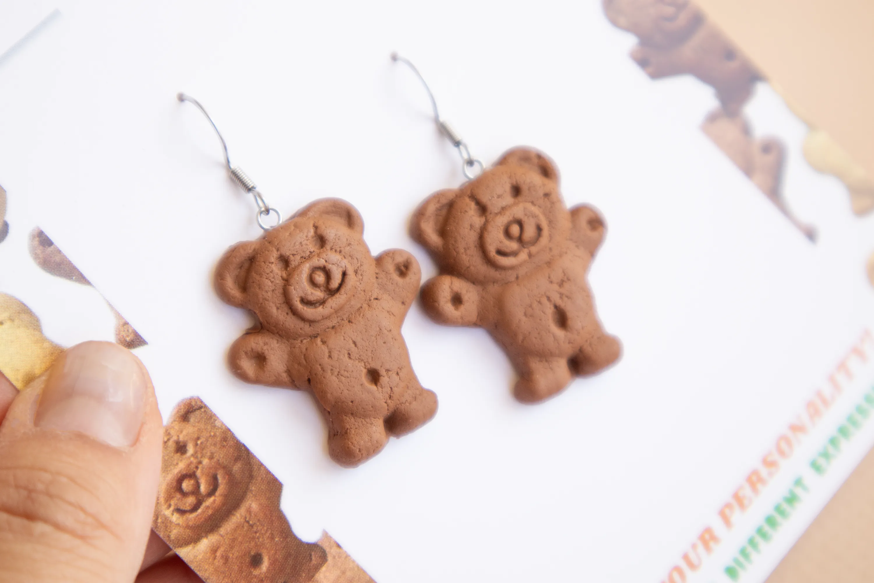Tiny Teddy Earrings  – Realistic Handmade Aussie Biscuit Accessories | Polymer Clay Jewelry