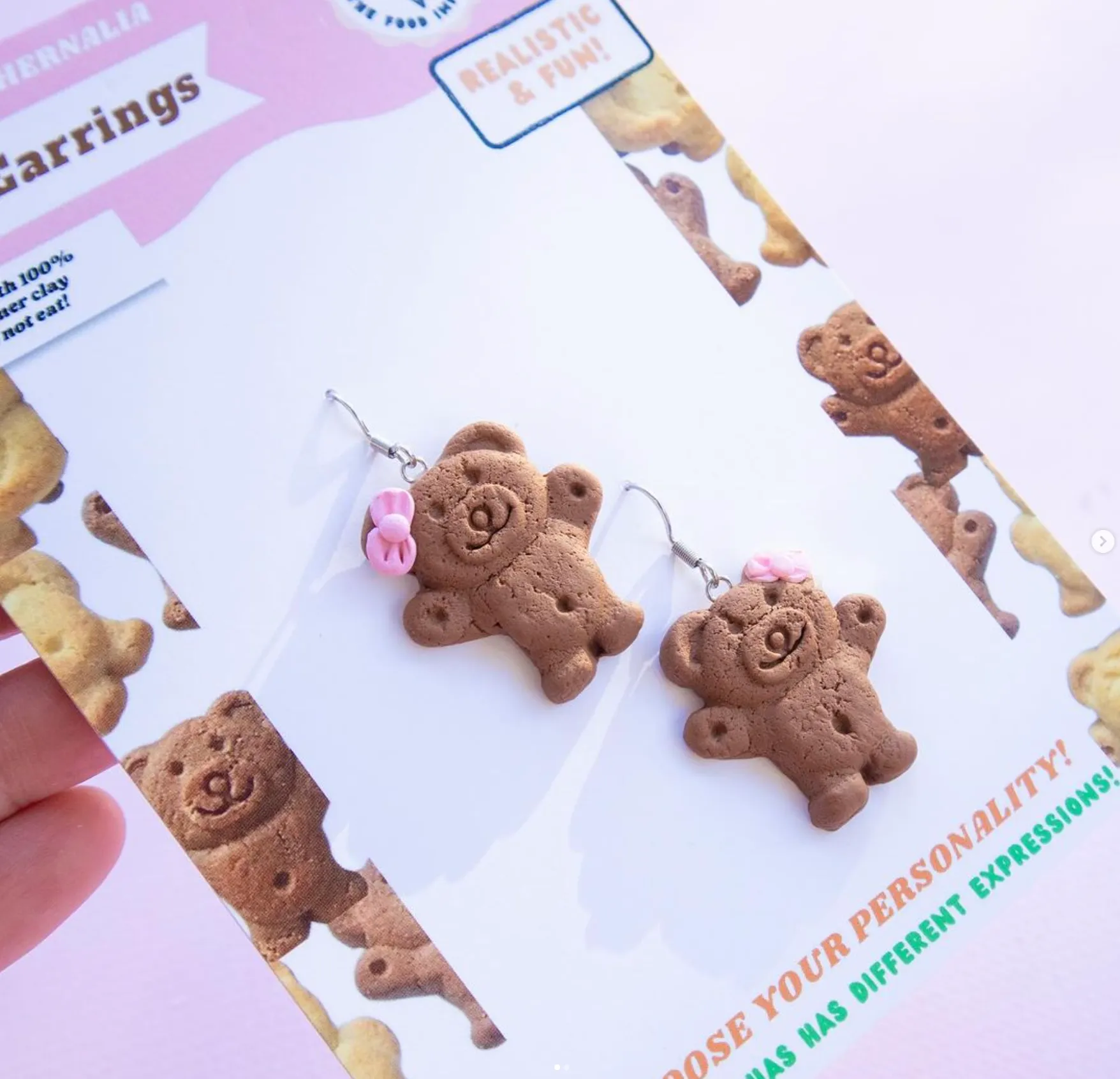 TINY TEDDY HAPPY & CHEEKY EARRINGS/BROOCH/KEYCHAIN