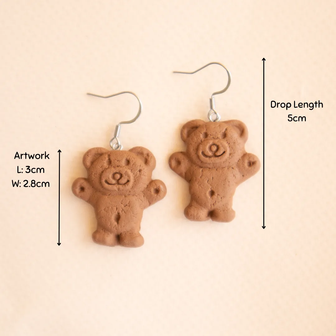 TINY TEDDY HAPPY & CHEEKY EARRINGS/BROOCH/KEYCHAIN