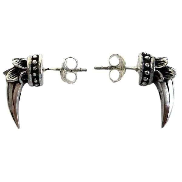 Tribal Claw Gothic Sterling Silver Men's Stud Earrings