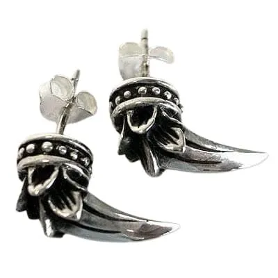 Tribal Claw Gothic Sterling Silver Men's Stud Earrings