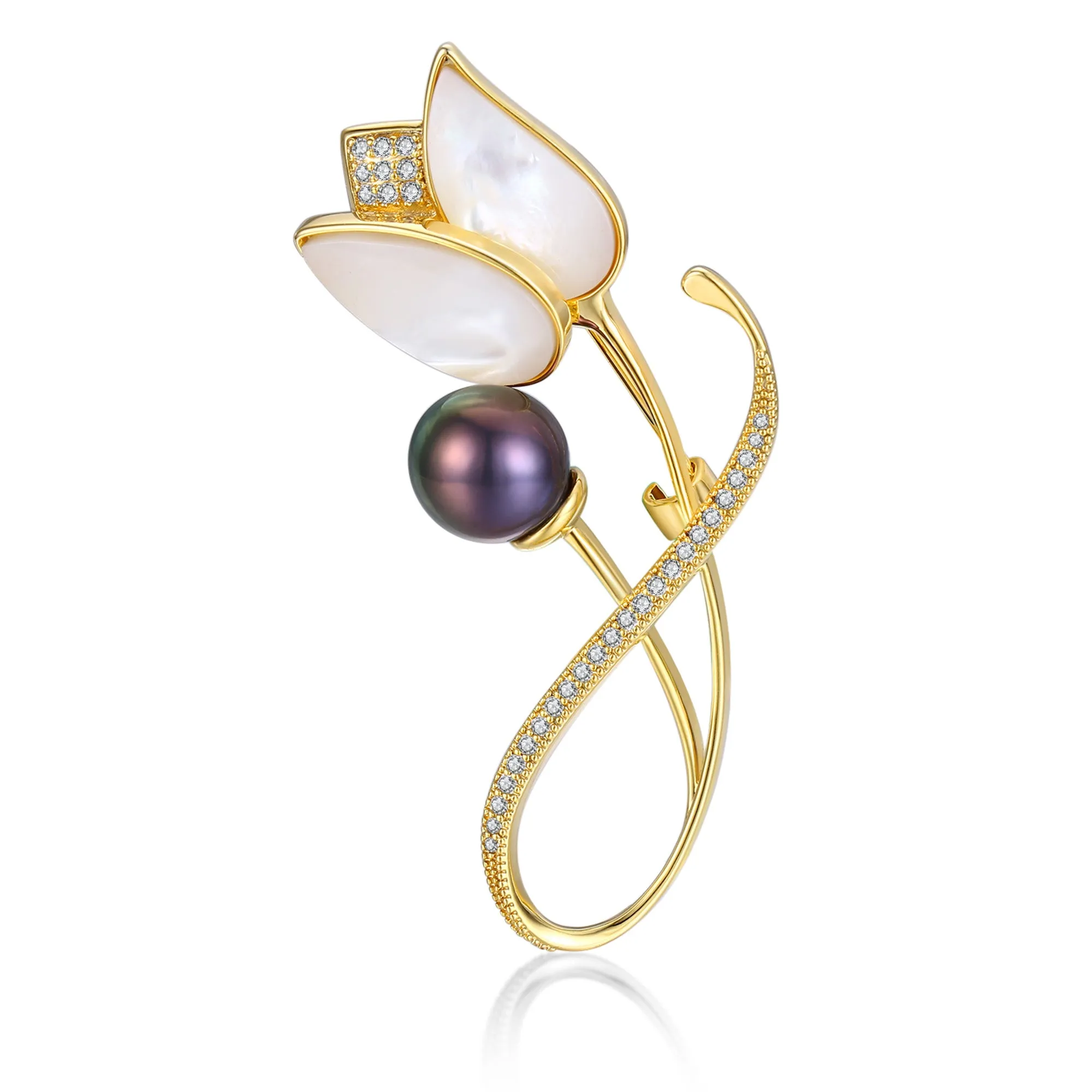 Tulip Edison Pearl Brooch