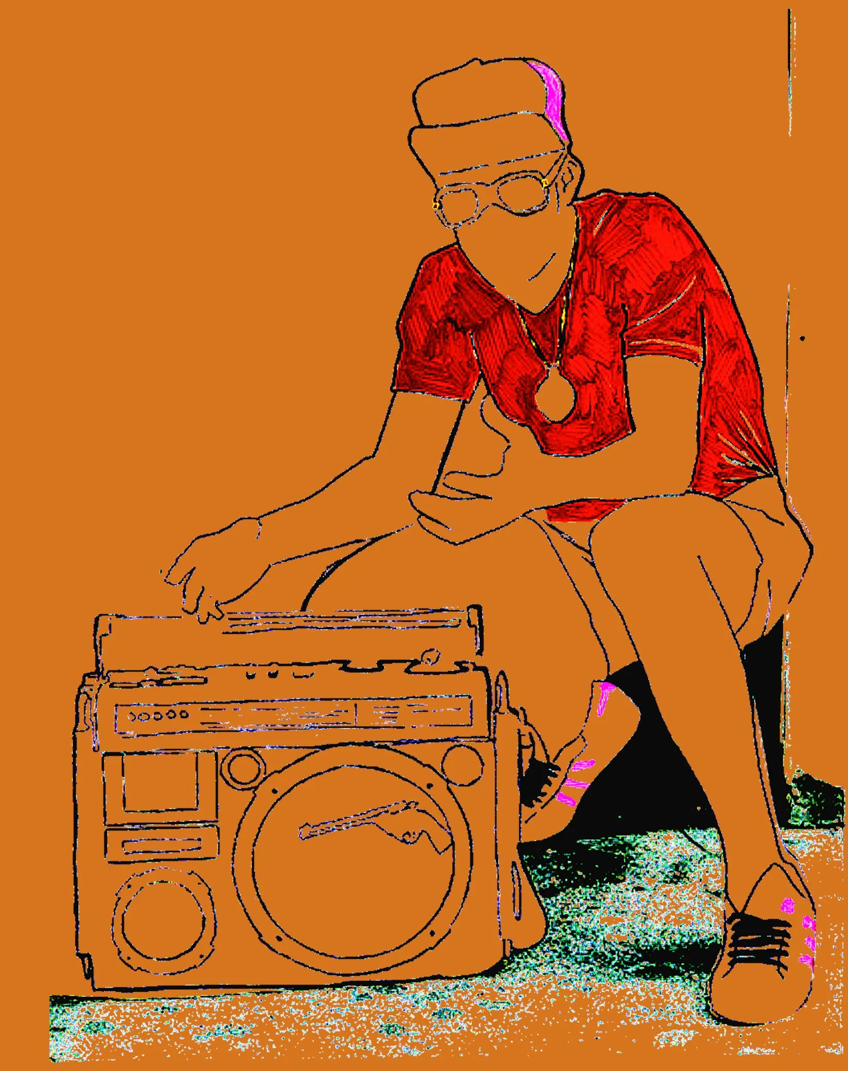 US Brand X Old's Kool Boom Box Official Men's T-Shirt (Orange)