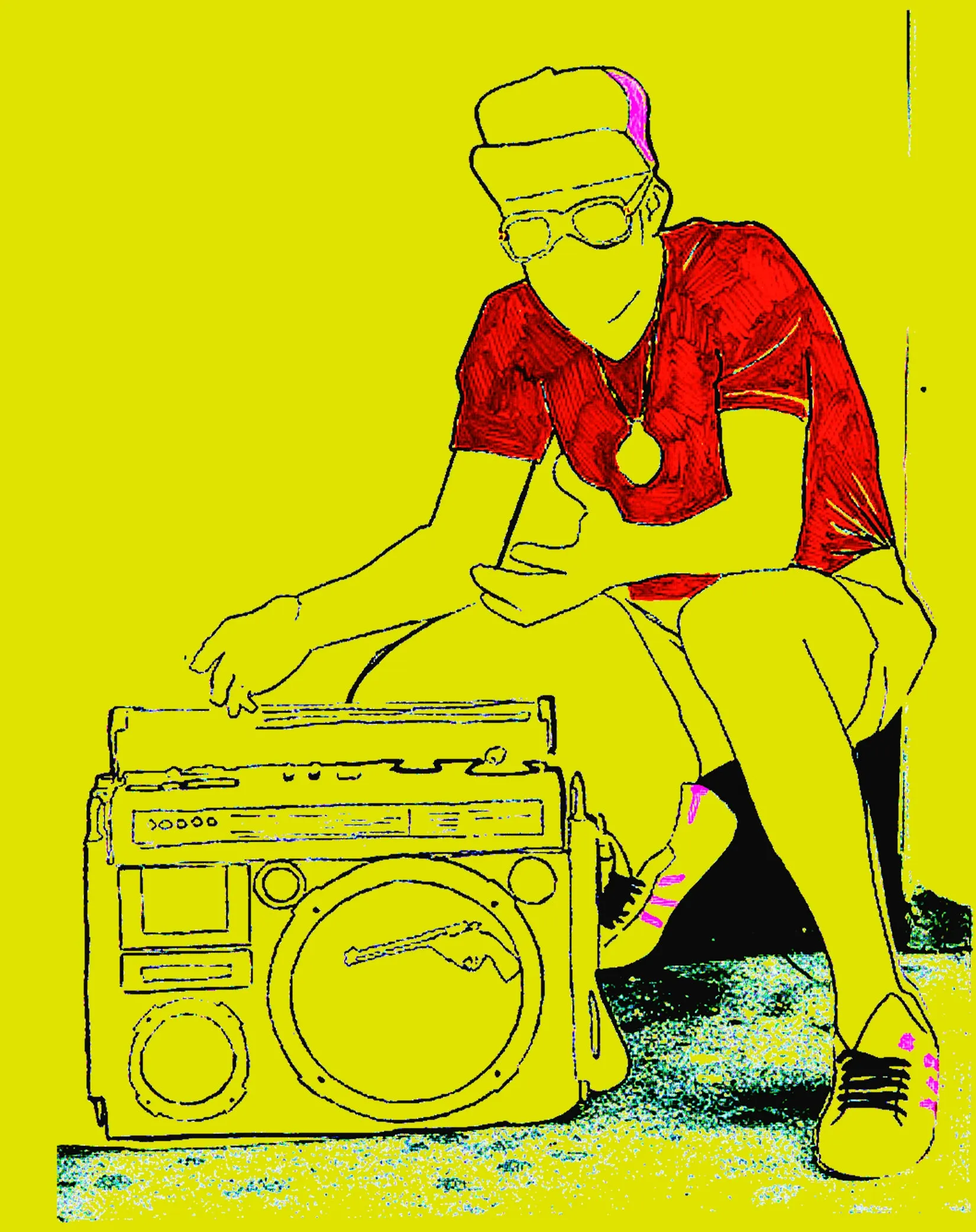 US Brand X Old's Kool Boom Box Official Men's T-Shirt (Yellow)