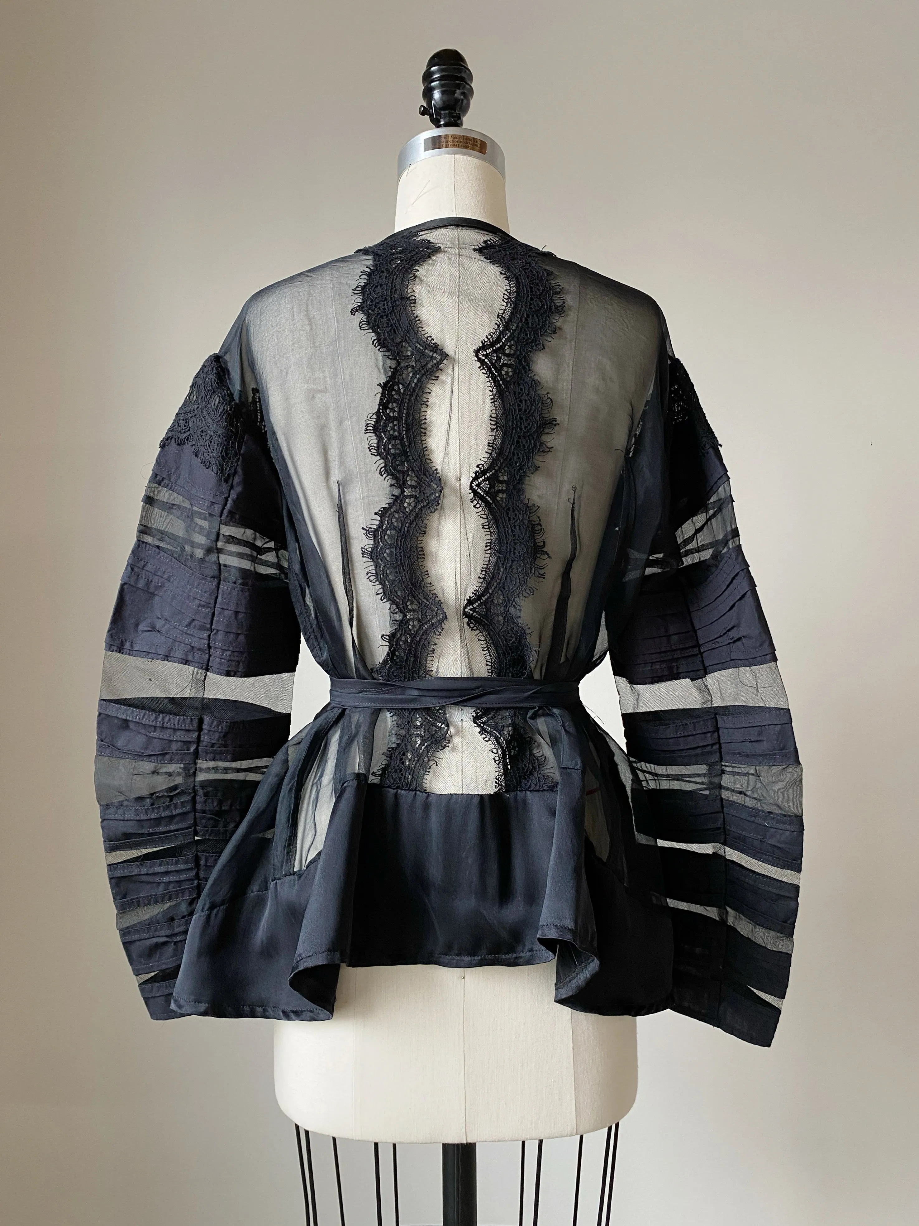 victorian hand pin tucked and patched shirt jacket