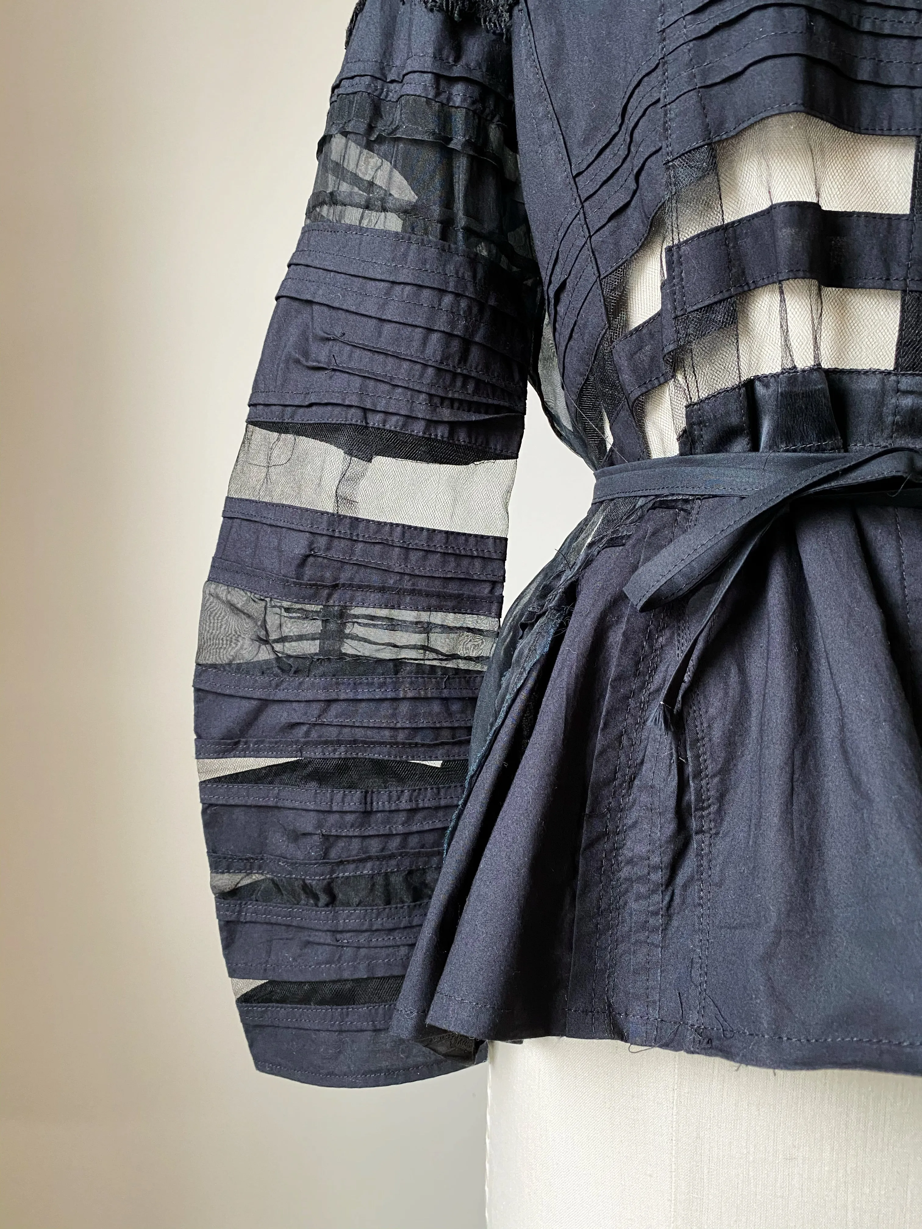 victorian hand pin tucked and patched shirt jacket