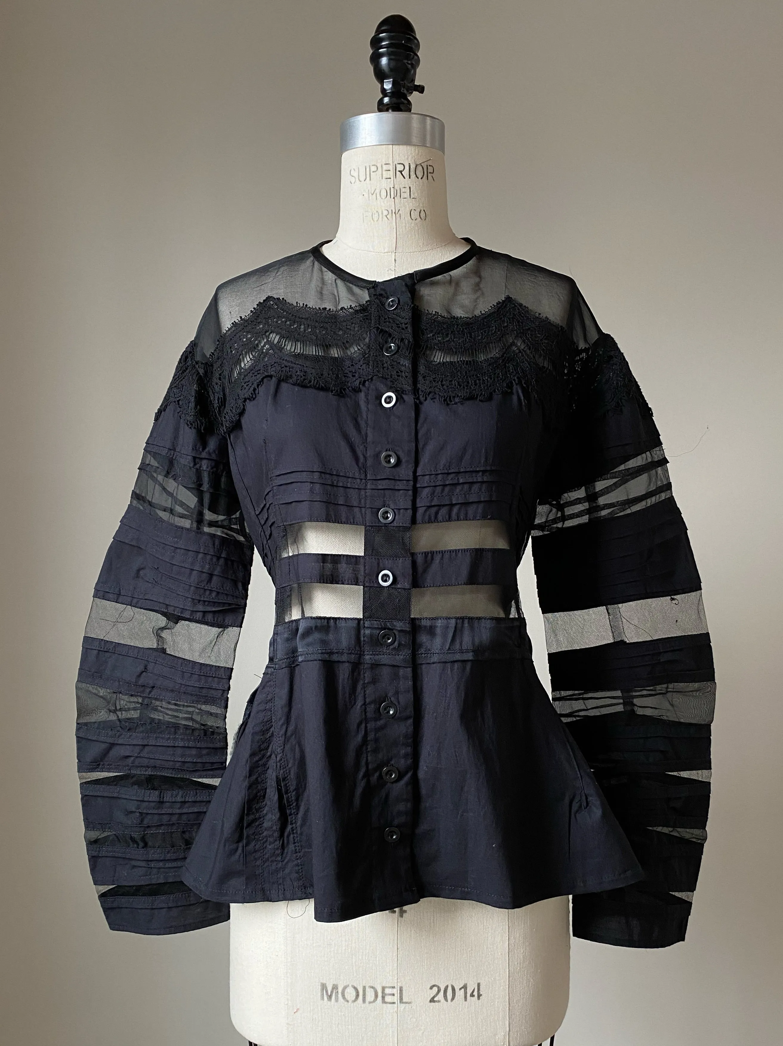 victorian hand pin tucked and patched shirt jacket
