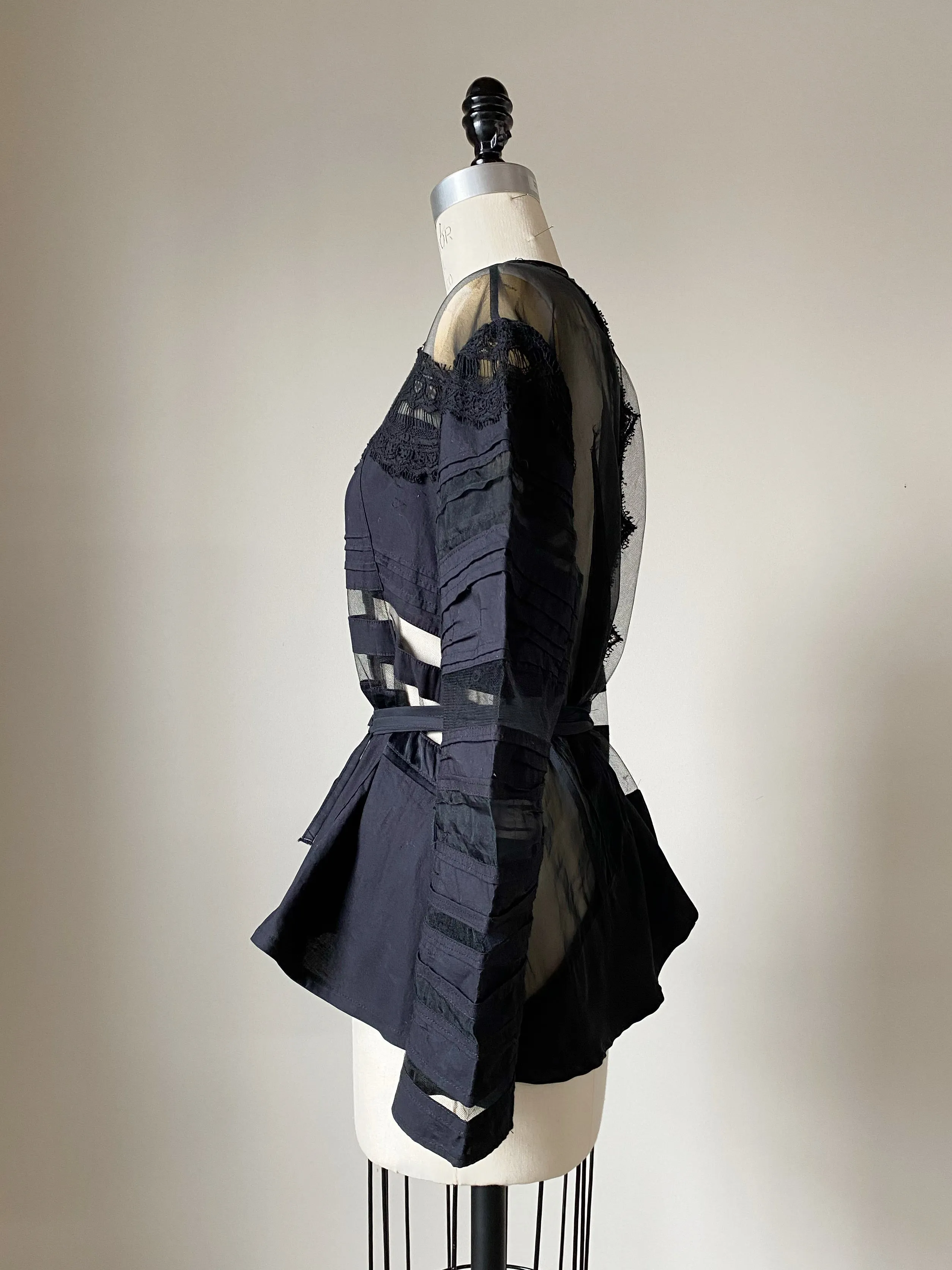 victorian hand pin tucked and patched shirt jacket