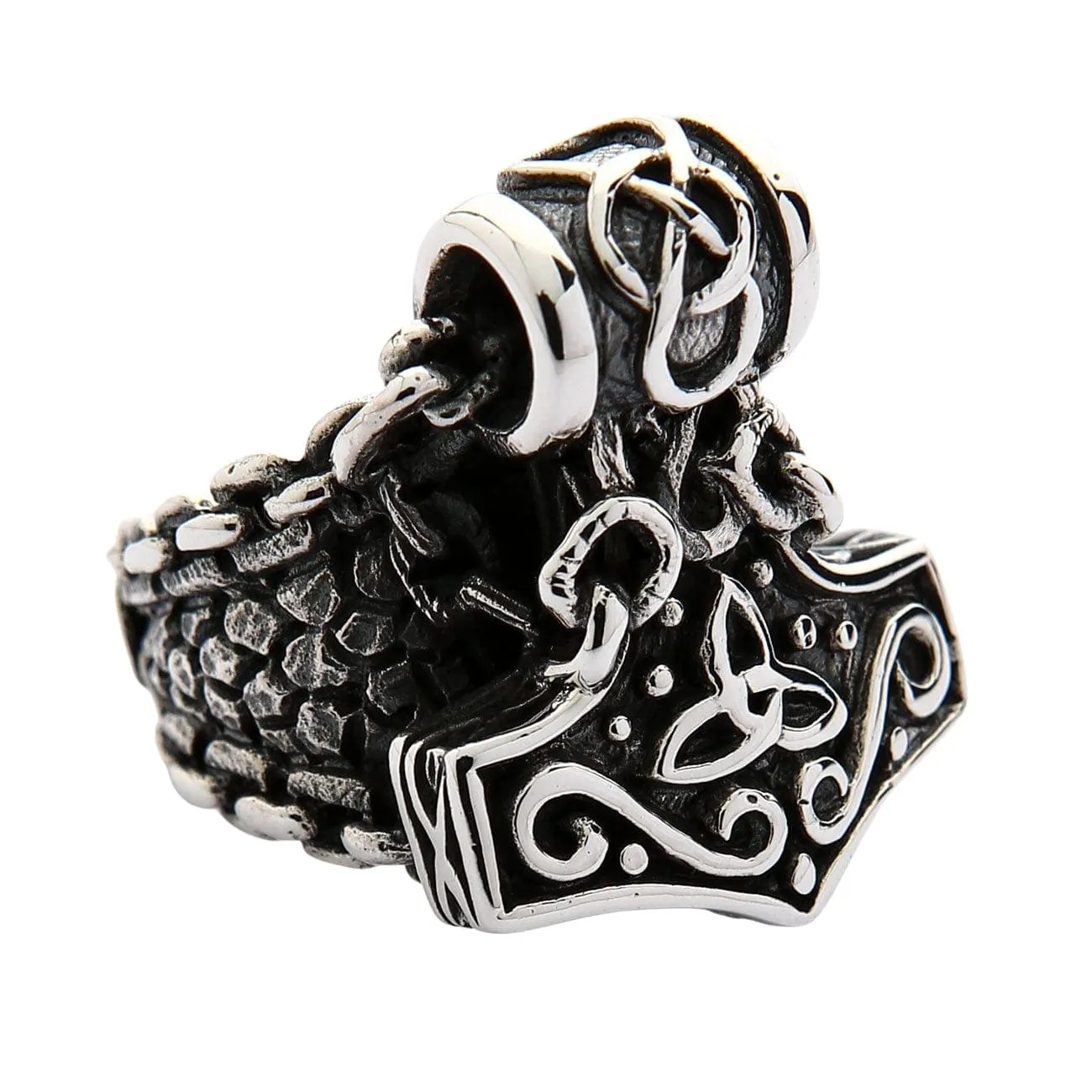 Viking Thor's Hammer Sterling Silver Men's Biker Ring