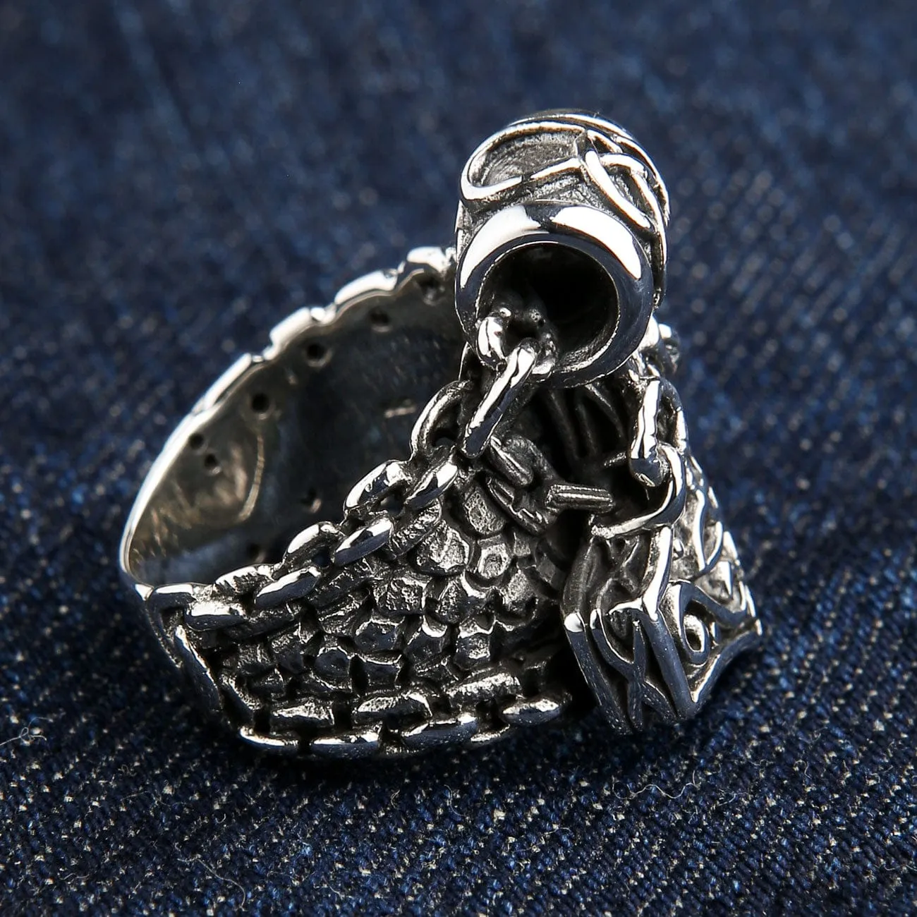 Viking Thor's Hammer Sterling Silver Men's Biker Ring